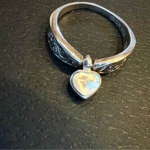 ATI ID Sterling Silver 925 Mother of Pearl Heart shaped Ring Size 8
